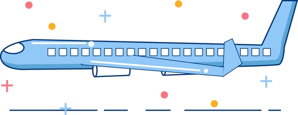 卡通可爱简约矢量飞机交通工具