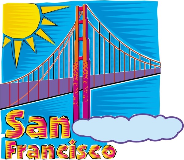 旧金山金门大桥商务插画矢量素材图片