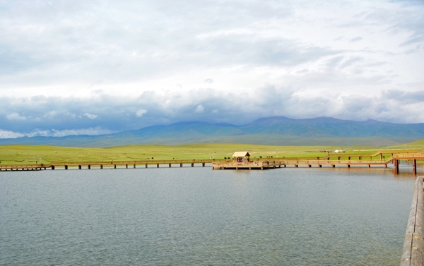 新疆天鹅湖美景大自然蓝天