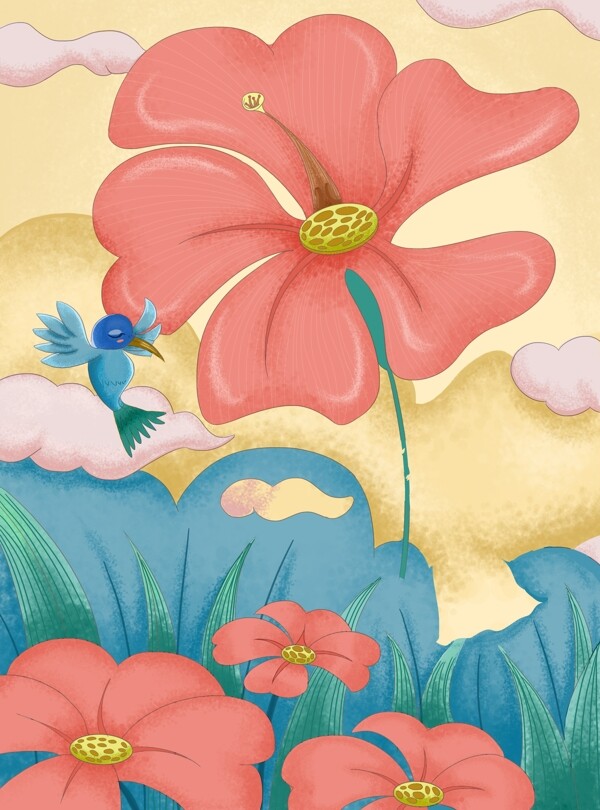 创意彩色花卉背景素材