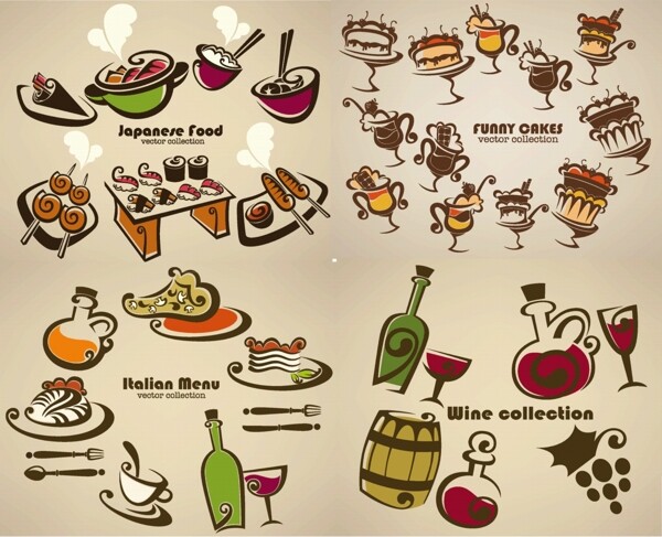 卡通手绘食物矢量素材图片