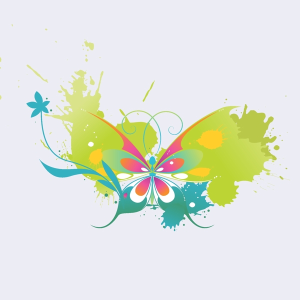 印花矢量图艺术效果喷溅动物蝴蝶免费素材