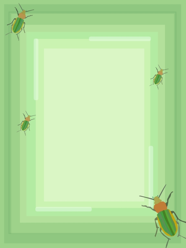 全原创手绘动物昆虫绿色系背景