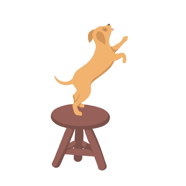 板凳上的小狗图案元素