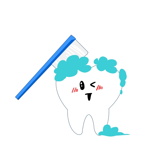 白色牙齿蓝色牙刷