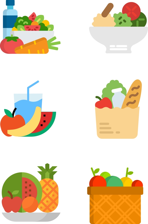 绿色健康食品蔬菜水果图标