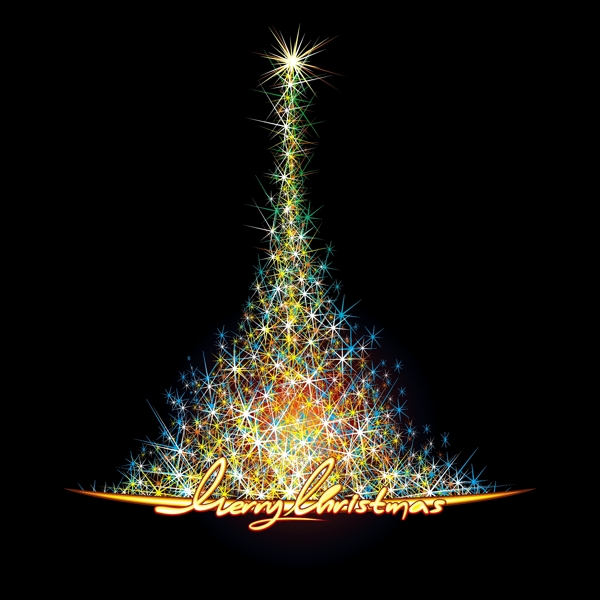 矢量星光圣诞树璀璨素材