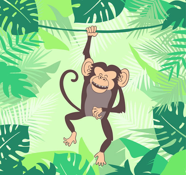 森林里的猴子矢量素材下载