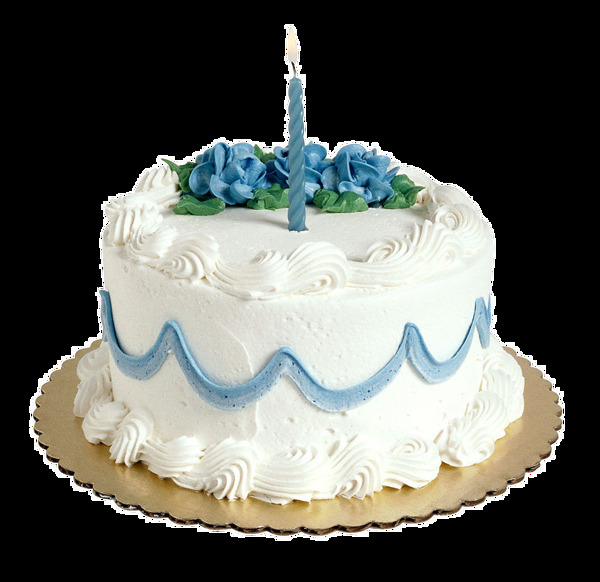 蓝色花朵生日蛋糕素材