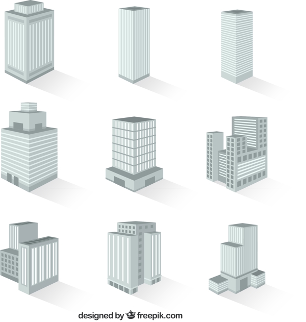 创意大厦3D图标矢量图