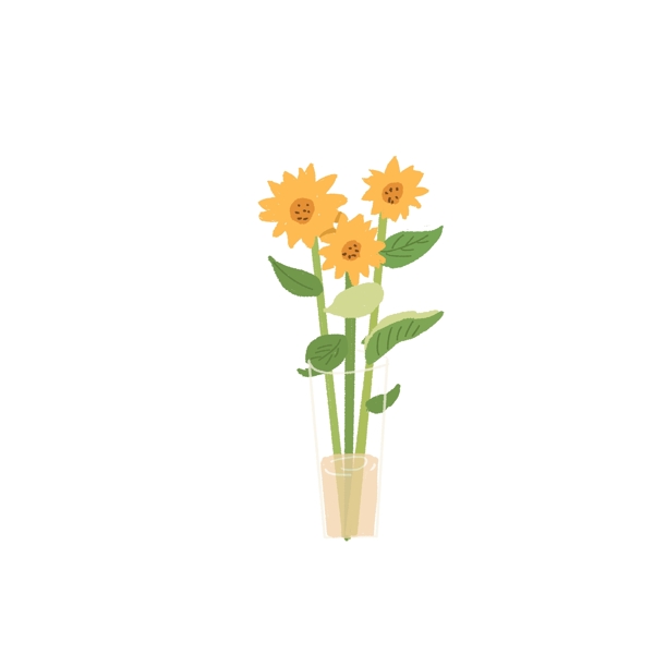 小清新向日葵和花瓶设计