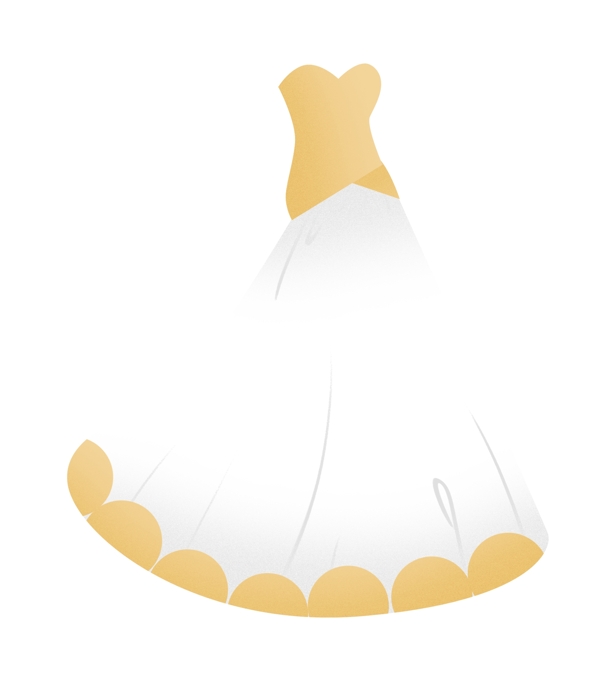 黄色花纹白色婚纱