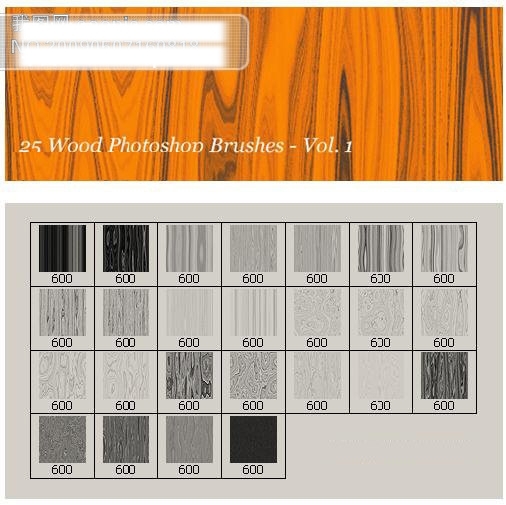 25款木纹材质纹理PS笔刷1