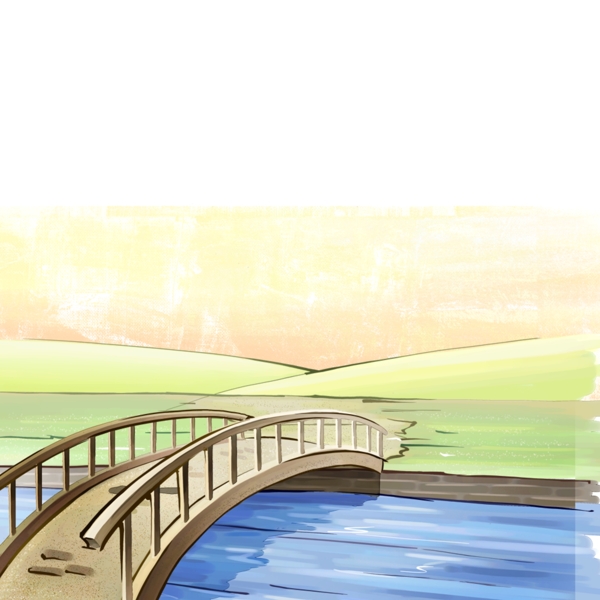 卡通小桥河水