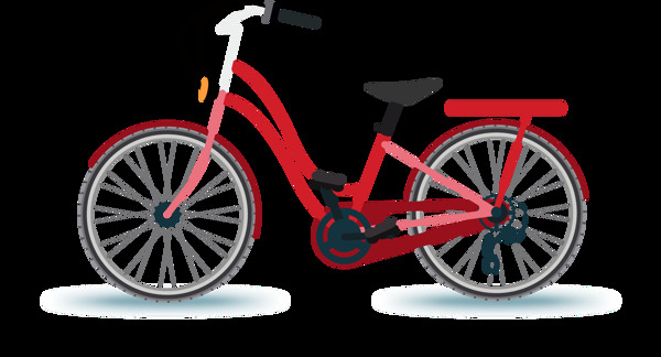 红色时尚单车自行车免抠png透明图层素材