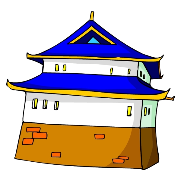 卡通古代建筑