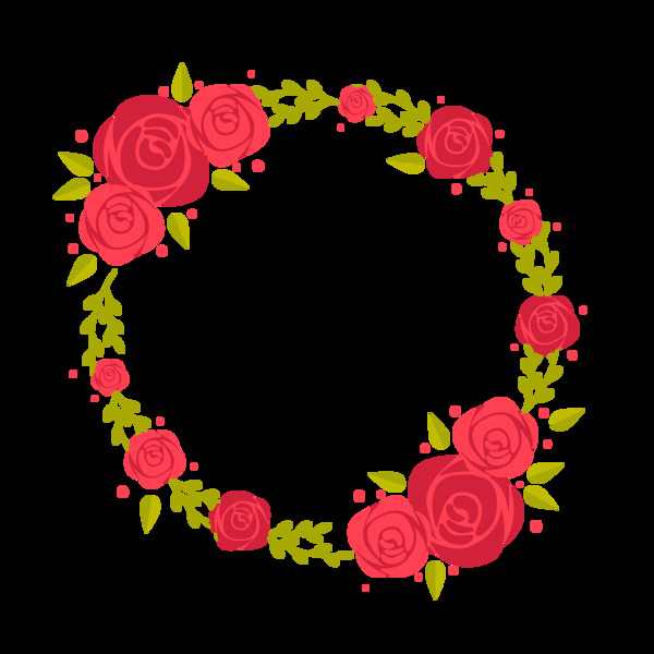 红色玫瑰圆形花边免抠png透明图层素材