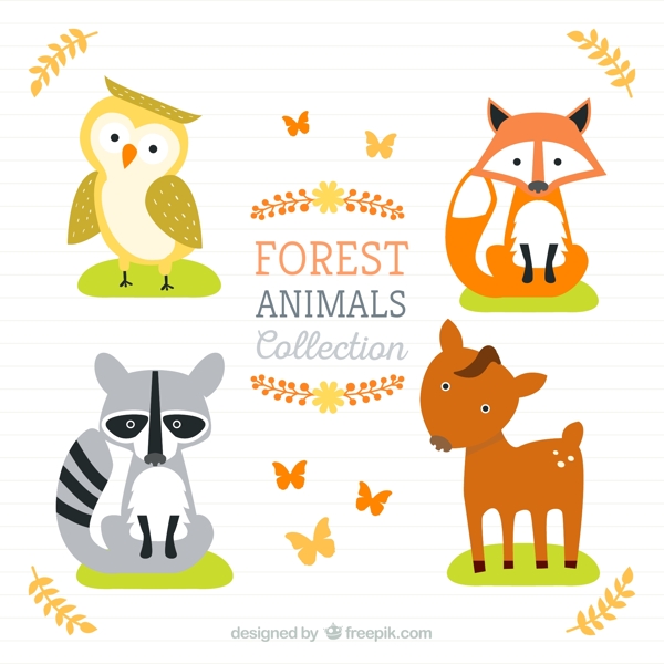 4种创意森林动物矢量素材