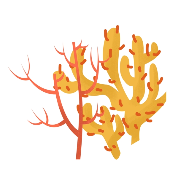 手绘卡通秋季树木png元素
