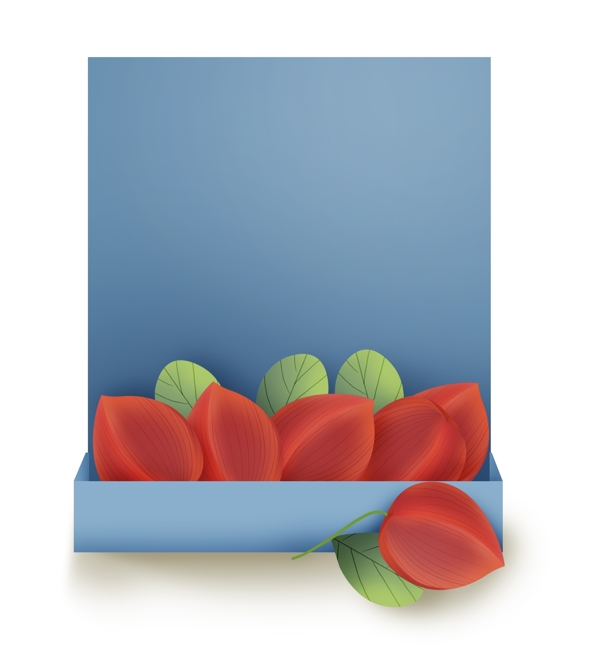 红色立体花卉文字框