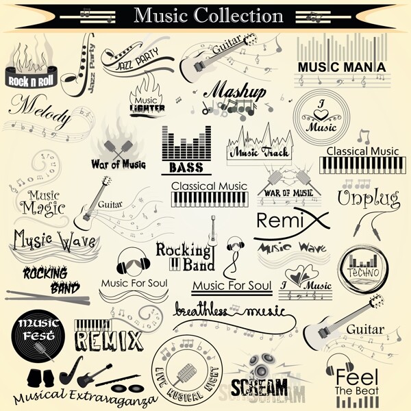 音乐收集英文手写字体图片