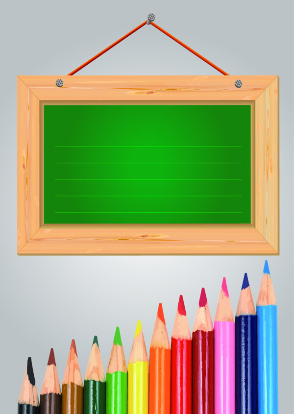 矢量彩色铅笔木牌教育背景