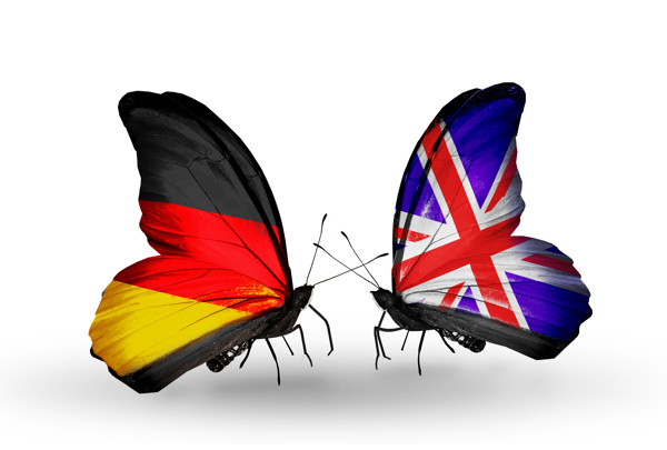 德国蝴蝶国旗与英国蝴蝶国旗