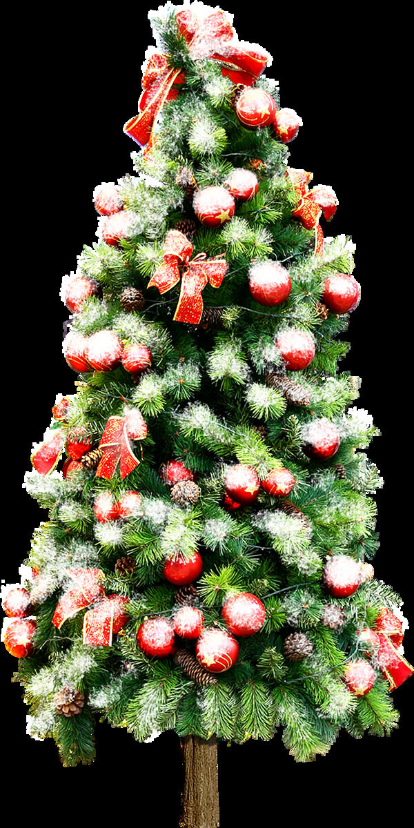 挂满装饰品的圣诞树元素