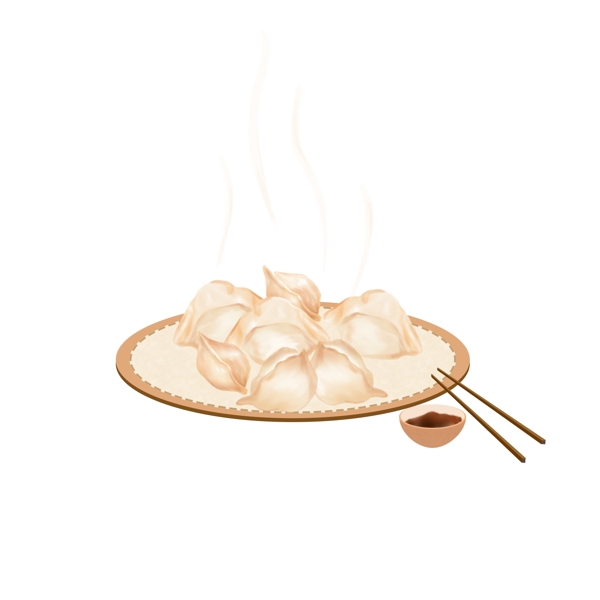 手绘中国传统美食水饺