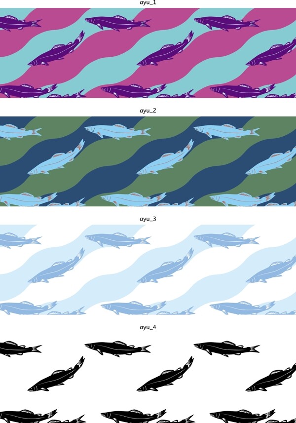 鱼类矢量花纹图案设计