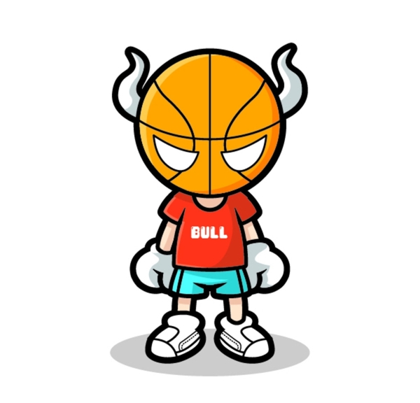 篮球怪兽篮球小人矢量插画