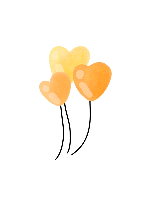手绘爱心橙色气球