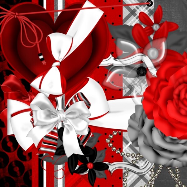 花朵缎带蝴蝶结红白黑图片