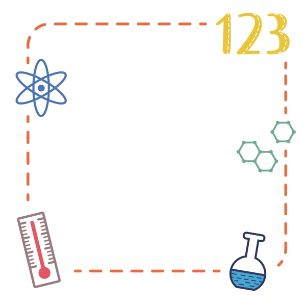 少儿卡通科学手抄报手账简笔画矢量边框