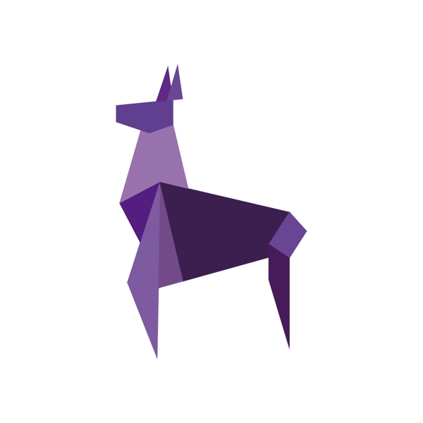 创意科技风紫色大气几何图形拼接的鹿元素