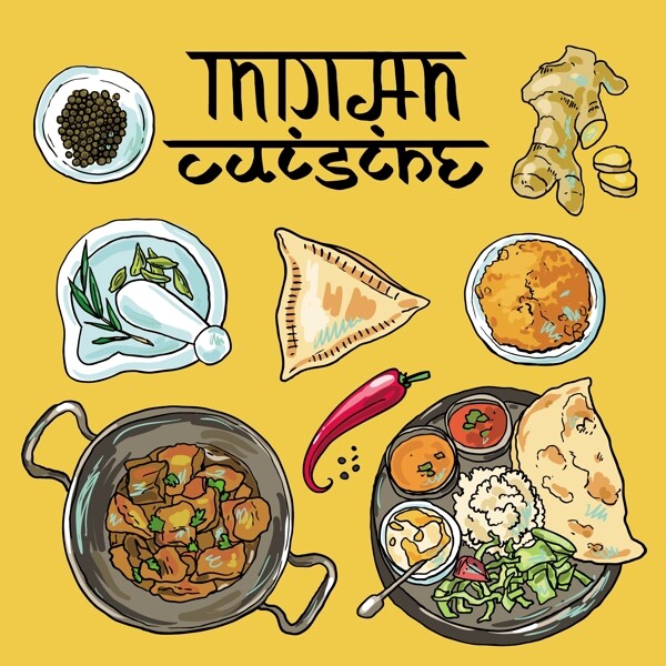 印度料理插画