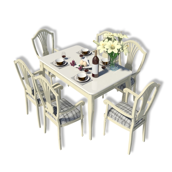 白色简约餐桌餐椅
