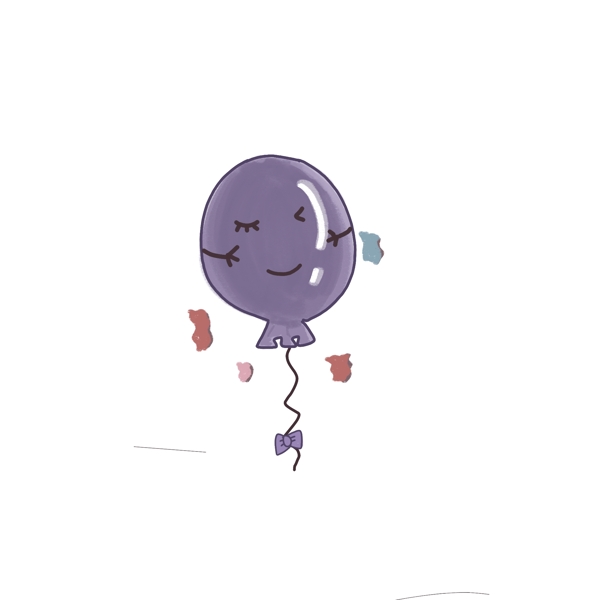 手绘风紫色表情气球