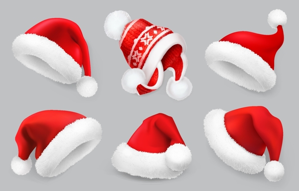 红色圣诞帽圣诞节AI矢量素材