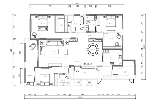 豪华住宅CAD平面方案