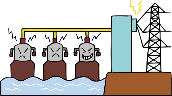水力发电漫画图片