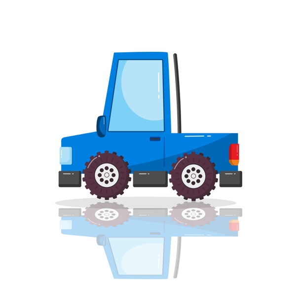 卡通交通工具蓝色卡车货车商用素材