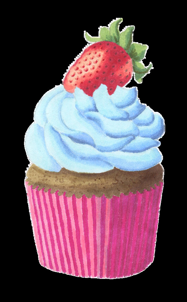 草莓蛋糕卡通透明素材
