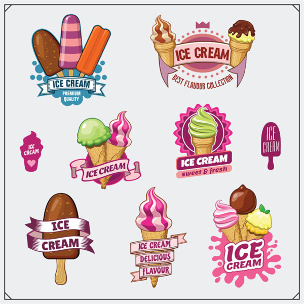 冰淇激冷饮标签图片
