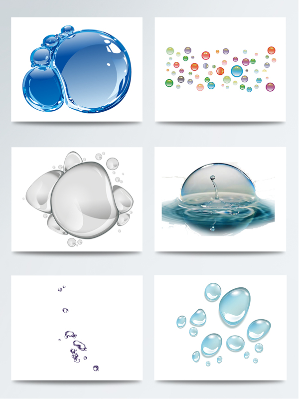 水珠和气泡结合元素五颜六色PSD