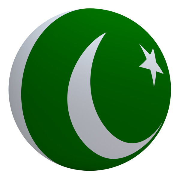 巴基斯坦国旗上的球孤立在白色