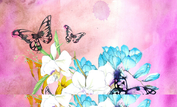位图动物蝴蝶植物花朵免费素材