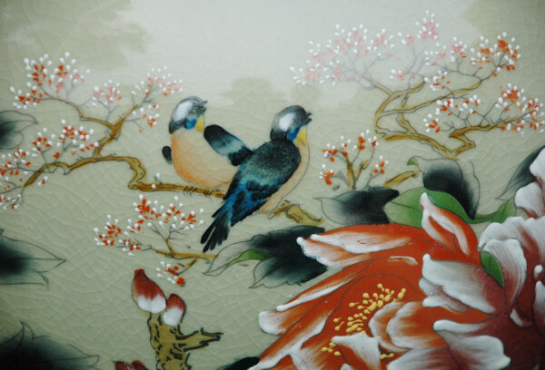 瓷器上的花鸟画图片