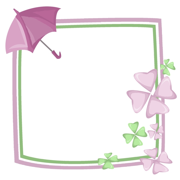 紫色雨伞插画边框