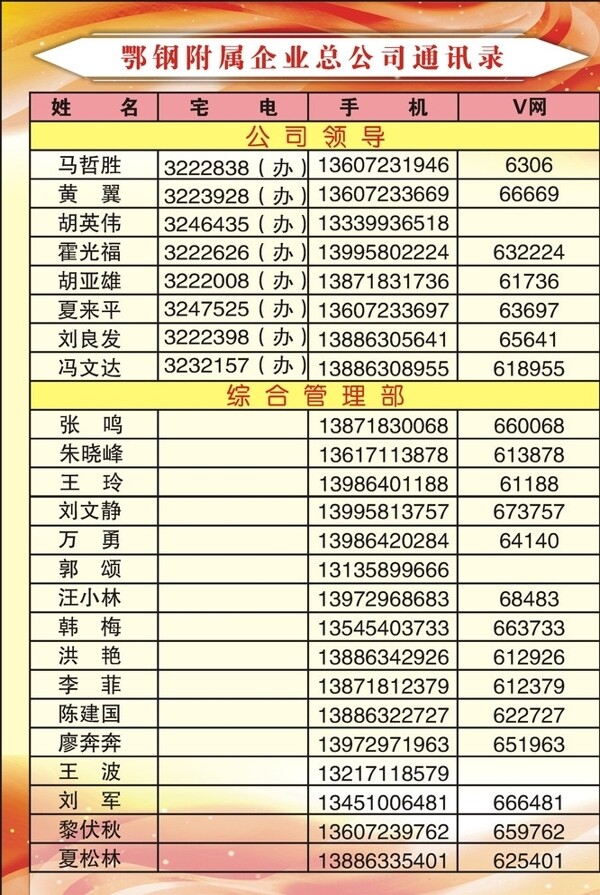 公司通讯录图片